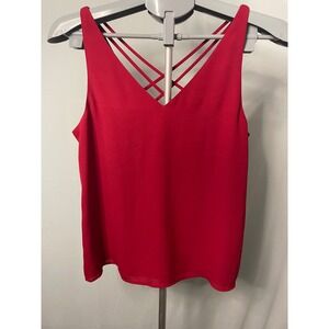 Express Red Sleeveless Top Criss Cross Strappy V‎ Neck Blouse XS